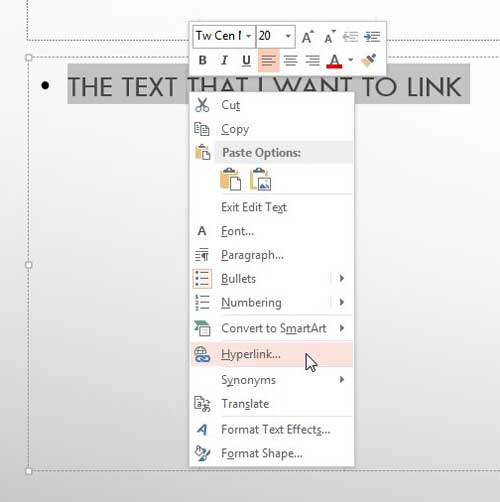 how to insert a hyperlink in powerpoint for mac to a website