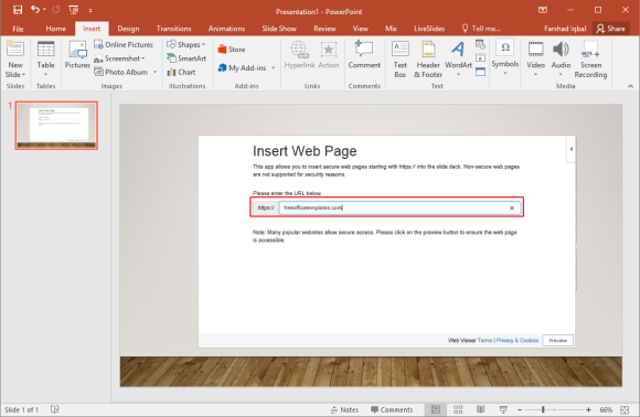 how to insert a hyperlink in powerpoint for mac to a website